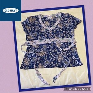 🍁 OLD NAVY, Navy Blue Short sleeve top w/tie back
